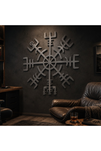 the refined **Viking Pusulası Vegvisir Metal Duvar Tablosu – Lazer Kesim İska...