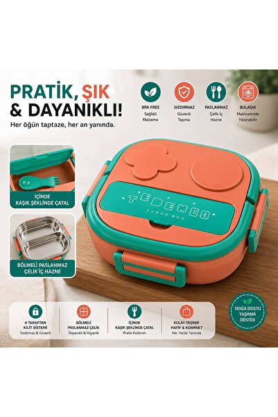VEROKSA Çift Bölmeli Paslanmaz Çelik Lunch Box
