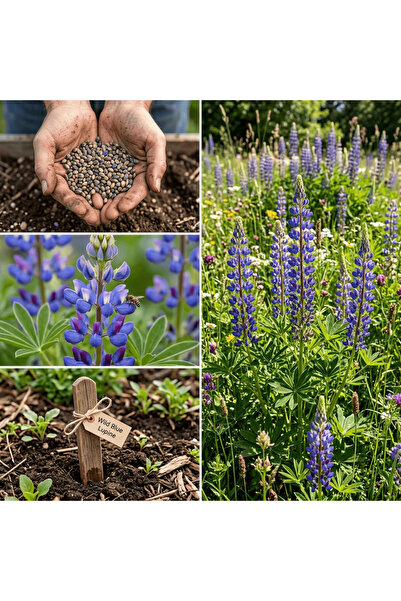 Bloom & Sow Seed بذور اللوبين الأزرق البري (اللوبينوس الأزرق) - زهرة متعددة ا...