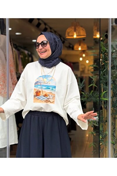 Elines butiq Baskılı Oversize Tşört