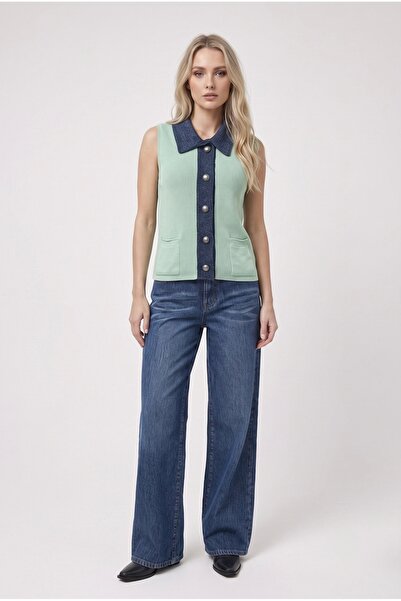 Neden Tekstil Collar and Button-Pocket Detailed Knitwear Cardigan