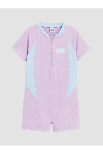 LC Waikiki LCW Kids Lila Baskılı Kız Çocuk Şortlu Mayo