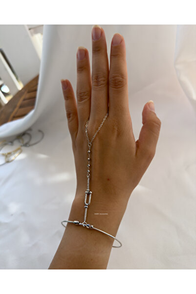 Samu Accessories سوار يد من الفولاذ المقاوم للصدأ بتصميم U Link مرصع بالزركون...