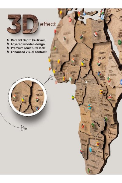 Enjoy The Wood 3D Wooden World Map Wall Decor for Living Room & Home UAE, Terra