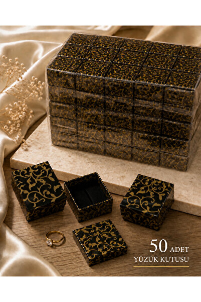 by hakan şahin black design 50 Adet Siyah Gold Desenli Yüzük Kutusu / Tektaş ...