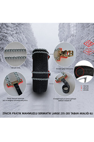 ZİNCİR PRATİK MAHMUZLU SERMATİK MEDİUM 205-225 TABAN ARALIĞI 6LI