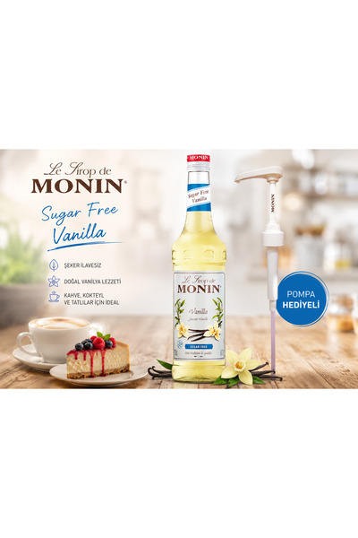 Monin Şekersiz Vanilya Şurubu 700ml + Pompa
