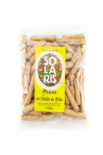SOLARIS Grișine cu tărâțe de grâu, 100 g – Gustare crocantă, de post, bogată ...