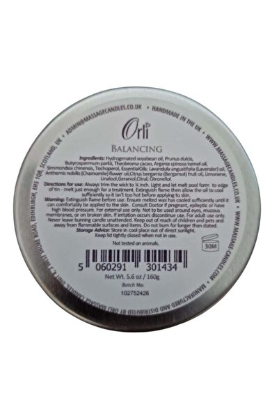 Orli BALANCING Therapy Massage Candle 160g - Moroccan Argan Oil, Chamomile, Bergamot & Lavender