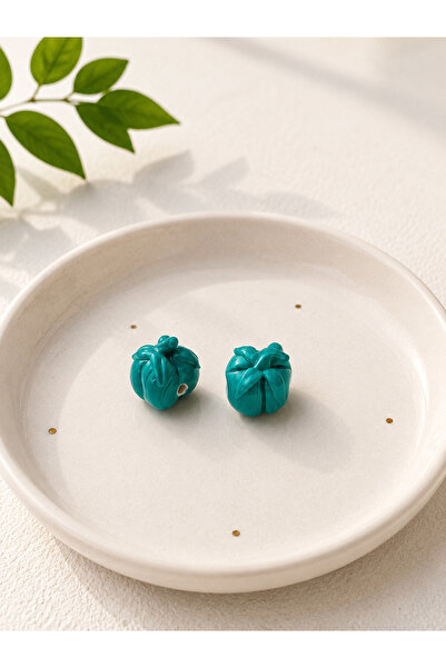 ADAMODART Handmade Murano Glass Green Stuffed Pepper Beads (2 Pieces)
