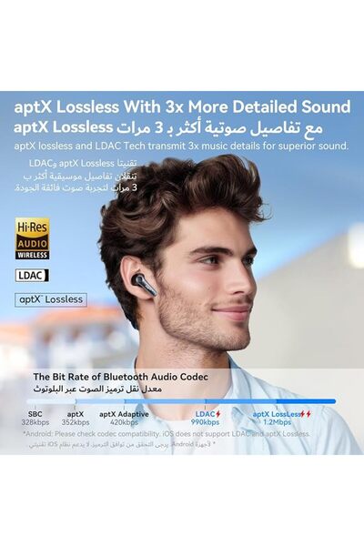 EARFUN سماعات أذن لاسلكية Air Pro 4 هجينة مع خاصية إلغاء الضوضاء التكيفية، حا...