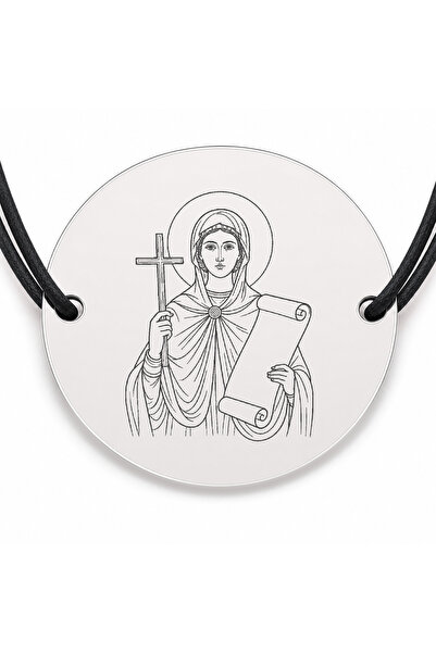 Simoshop Brățară argint 925 cu bănuț Sfânta Muceniță Eugenia, șnur negru regl...