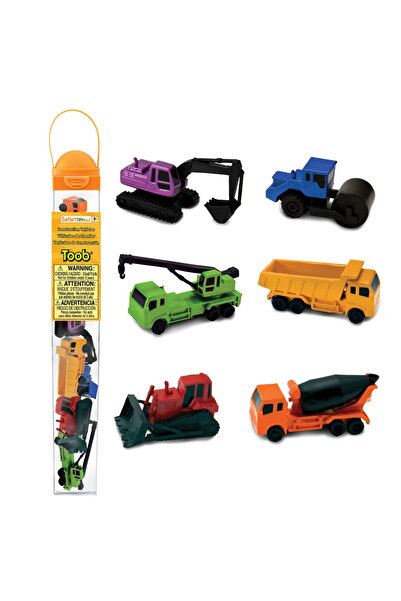 Safari Vehicule de construcții. Set de figurine într-un tub