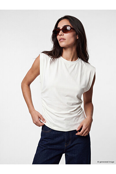 LC Waikiki Original Oval Collar Gathered Blouse