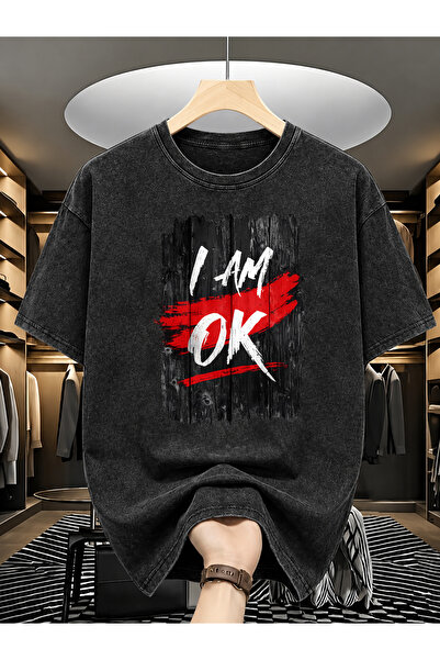 HOFFNUNG Unisex Oversize Vintage Washed Street Style Μόδα του δρόμου Βαμβακερ...