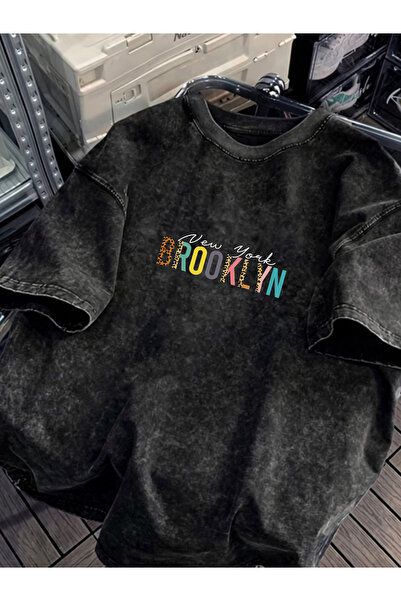 HOFFNUNG Unisex Oversize Vintage Washed Street Style Μόδα του δρόμου Βαμβακερ...