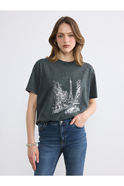 LC Waikiki Two Mt Shop Quality Paris Printed 100% Cotton Women's T-Shirt