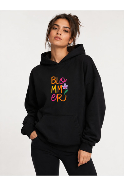 herkesemoda Blommer Printed Hooded 2 Thread Threaded Sweatshirt