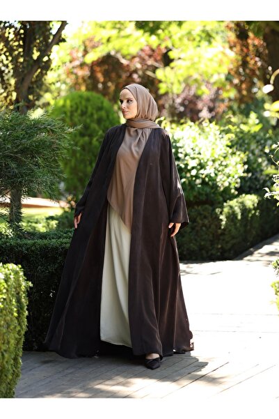 Zayel Nour Nour Kahve İpek Kupra Abaya