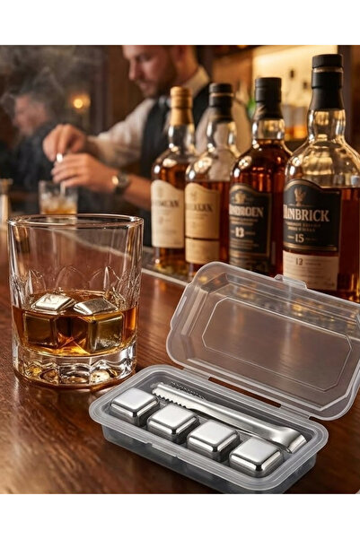 FTA TİCARET Stainless Steel Ice Tongs Set 4 Pieces with Ice Stone Box and Sty...