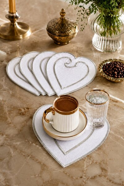 Bonny Home Silver Embroidered Set of 6 Coffee Side Presentation Napkins Dowry...