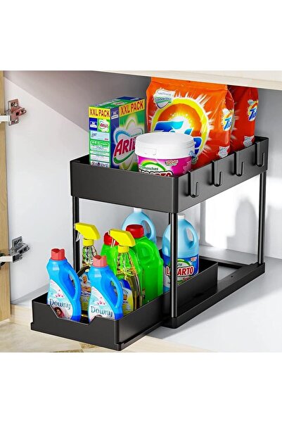 Generic 2 Tier Under Cabinet Sliding Basket Organizer, Multi-Purpose Storage ...