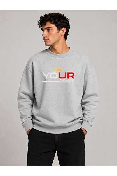 herkesemoda Your Best Harder Print Detailed Crew Neck 2 Thread Sweatshirt wit...