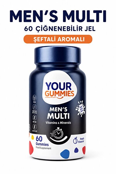 Y'our Gummie Men's Multi Erkek Multivitamin ve Mineral Takviyesi 60 Adet Çiğn...