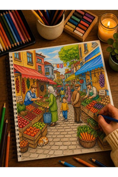 Atölye yüksel كتاب تلوين ذكريات الحي - درجة حرارة الحي 21*21