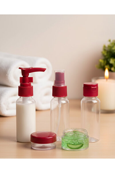 BŞK VİRGO Compact 5-Piece Travel Bottle Set Transparent Cosmetic Containers
