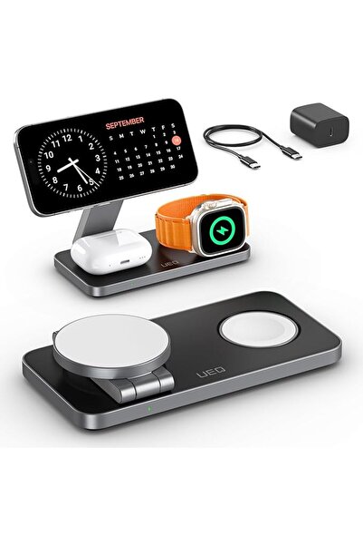 UEQS UEQ Foldable 3-in-1 Wireless Charging Station for Apple Magsafe Charging...
