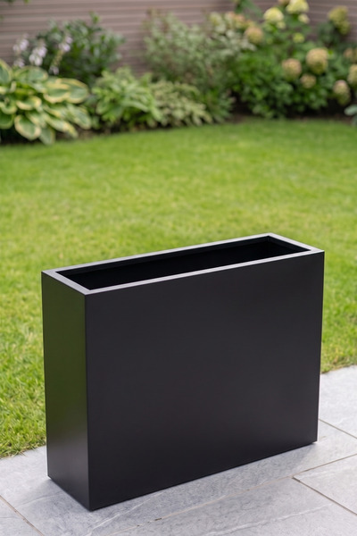 Zenith 80x20x60 cm Metal Dikdörtgen Siyah Saksılık - İç ve Dış Mekan Modern Saksı