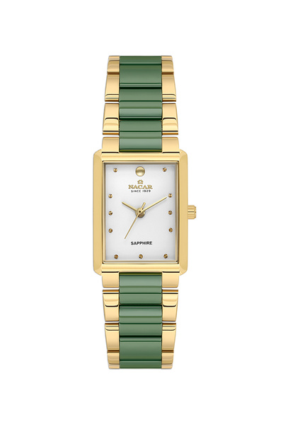 Nacar Safir glass classic gold - green - white women's watch nc45-3925002-dwnms