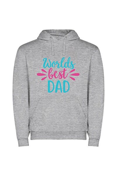iLovePrints Dad: World's Wonderful Champion Φούτερ με κουκούλα σε χρώμα Γκρι