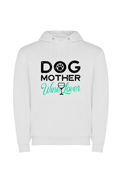 iLovePrints Paws & Pour: Wine-Whiskered Love Φούτερ με κουκούλα σε χρώμα Λευκό