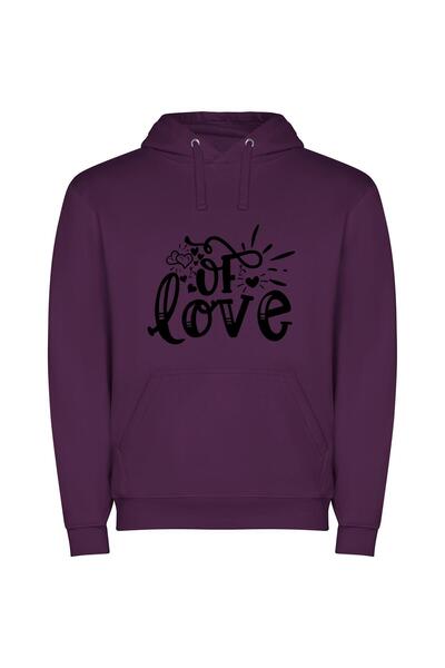 iLovePrints Love in Monochrome Φούτερ με κουκούλα σε χρώμα Μωβ