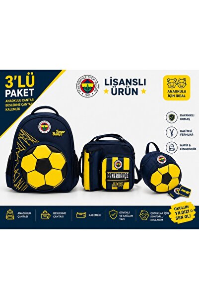 Fenerbahçe Licensed 3D Faux Leather Detailed School Bag 26785+ Pen Holder 267...