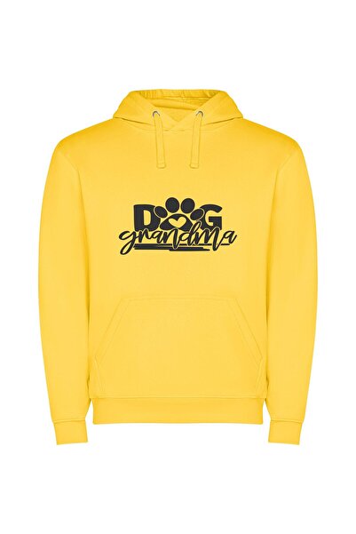 iLovePrints Grandma's Dog Paw Φούτερ με κουκούλα σε χρώμα Κίτρινο