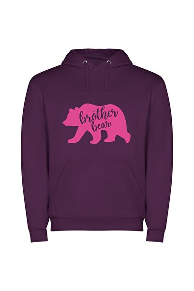iLovePrints Bear Artistry Collection Φούτερ με κουκούλα σε χρώμα Μωβ
