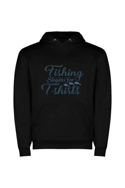 iLovePrints Fashionable Fisherman's Statement Φούτερ με κουκούλα σε χρώμα Μαύρο