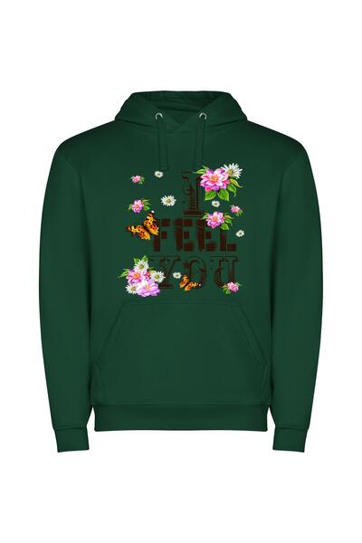 iLovePrints Blossoming Nature's Enchantment Φούτερ με κουκούλα σε χρώμα Πράσινο