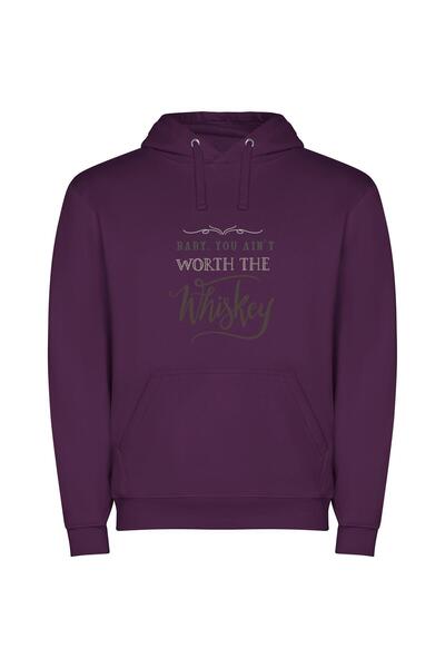 iLovePrints Whiskey Worth It All Φούτερ με κουκούλα σε χρώμα Μωβ