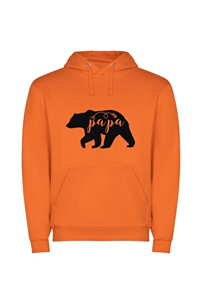 iLovePrints Papa Bear Stencil Bliss Φούτερ με κουκούλα σε χρώμα Πορτοκαλί