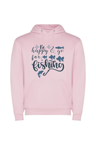 iLovePrints Fish for Happiness Φούτερ με κουκούλα σε χρώμα Ροζ