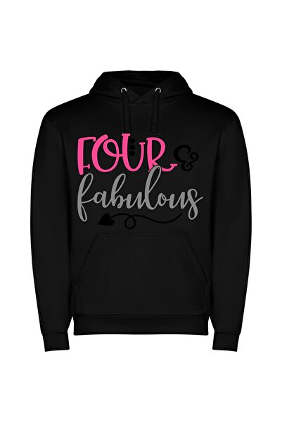 iLovePrints Fabulous Four Enigma Φούτερ με κουκούλα σε χρώμα Μαύρο