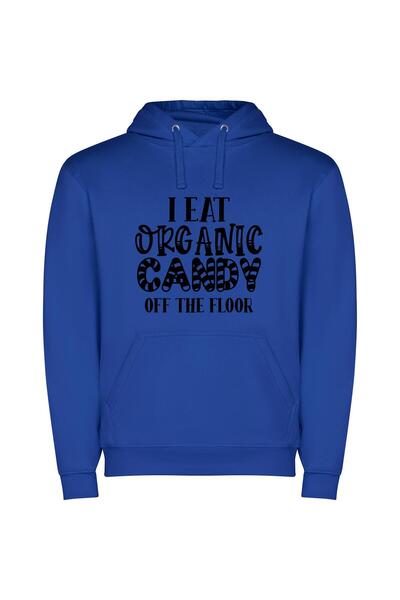 iLovePrints Candy Art: Organic Graphic Φούτερ με κουκούλα σε χρώμα Μπλε
