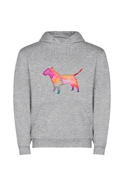 iLovePrints Colorful Canine Art Φούτερ με κουκούλα σε χρώμα Γκρι