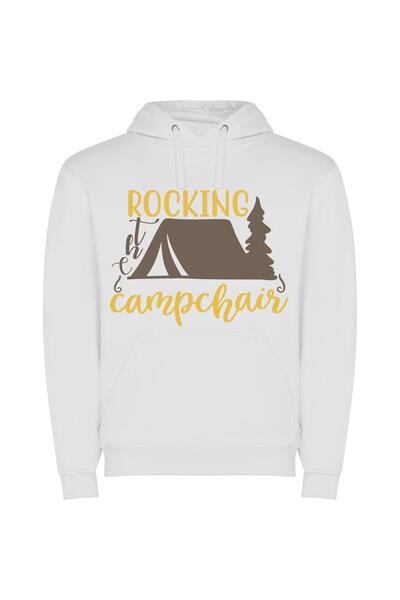 iLovePrints Campfire Rocking Glamp Φούτερ με κουκούλα σε χρώμα Λευκό