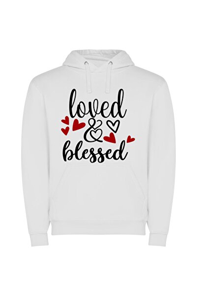 iLovePrints Blessed Love: Redefined Elegance Φούτερ με κουκούλα σε χρώμα Λευκό