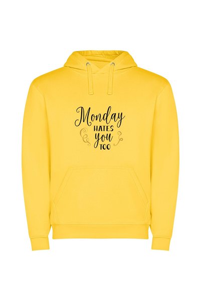 iLovePrints Mondays in Monochrome Φούτερ με κουκούλα σε χρώμα Κίτρινο
